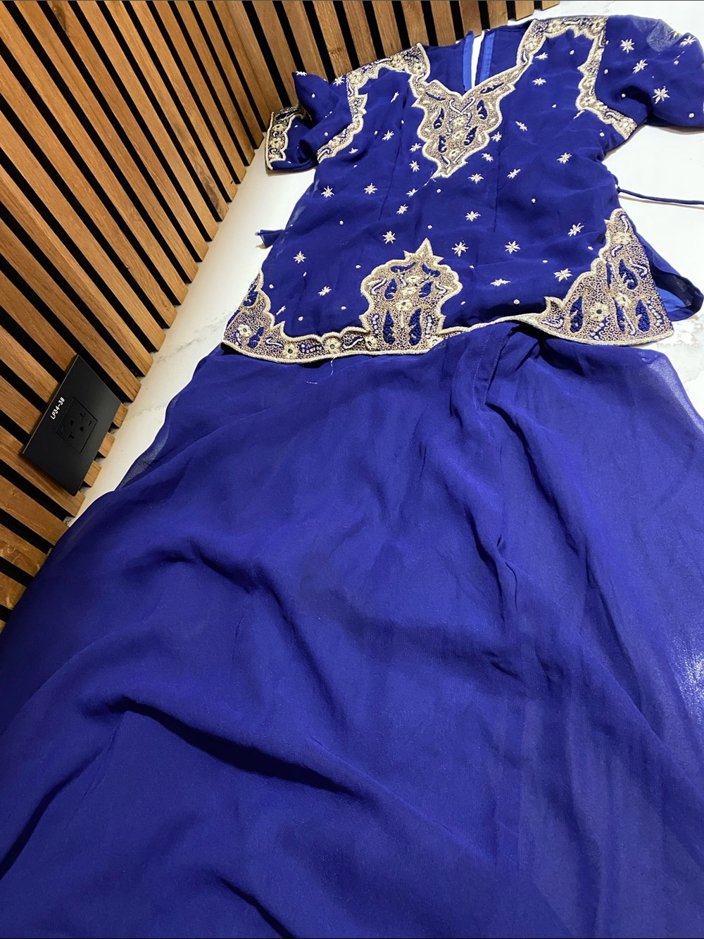 Embroidered Royal Blue Ethnic Two-Piece Set